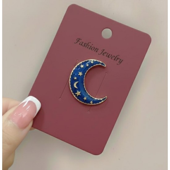 Gece Mavisi Ay ve Yıldız Broş