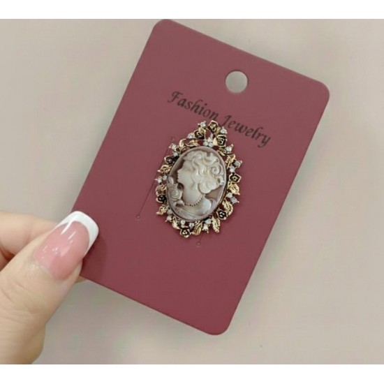 Antik Stil Kristal Çerçeveli Klasik Broş