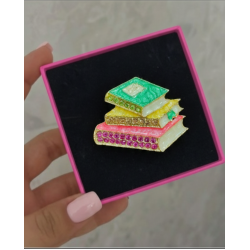 Akademik Seri: Renkli Taşlı ve İşlemeli Kitap Broş