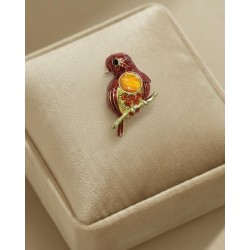 Zarif Beyaz Kuş Broş 