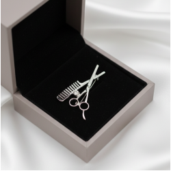 Gümüş Renkli Makas ve Tarak Broş