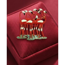 Egzotik Flamingo Sürüsü  Broş