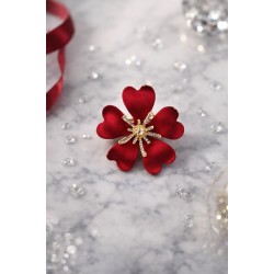 "Kalpten Esintiler" Mat Kırmızı Çiçek Broş