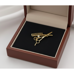 Altın Kaplama Makas ve Tarak Broş