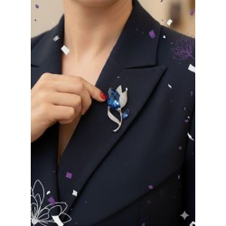 Gümüş Kaplama Kristal Taşlı Lale Broş