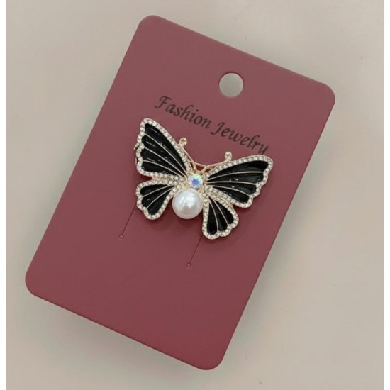 İnci Kalpli Gece Kelebeği Broş