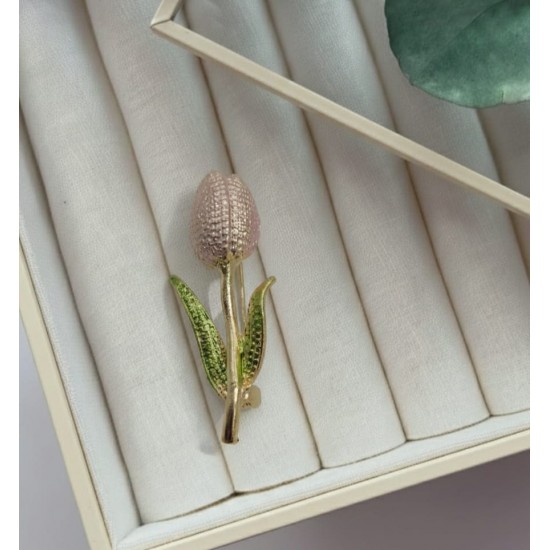 sedefli-pembe-lale-bros-altin-kaplama-yesil-yaprakli-modeli